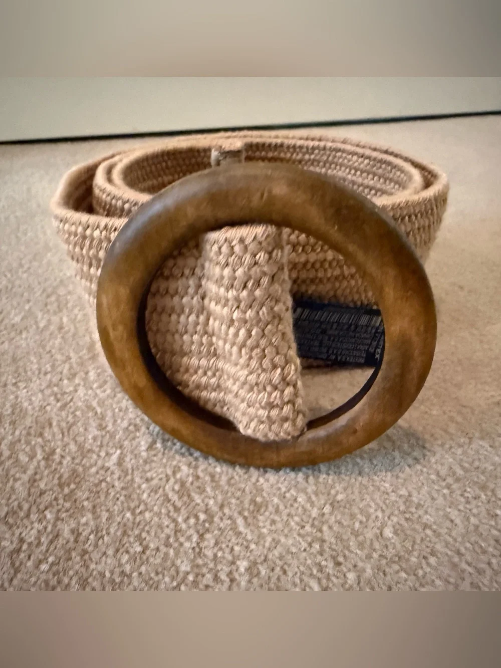 Zara Natural Beige Woven Belt with Wooden Ring